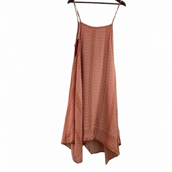 Alya Boho Rust Diamond Print Crochet Lace Trim Slip Boho Dress Medium - Picture 2 of 6